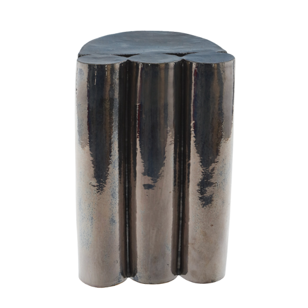 Bari Ziperstein Three Column Side Table in Palladium from The Future Perfect